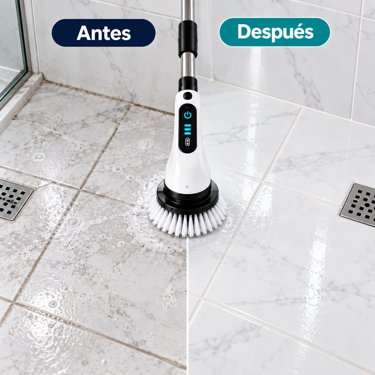Ejemplo visual antes y después de limpiar una superficie